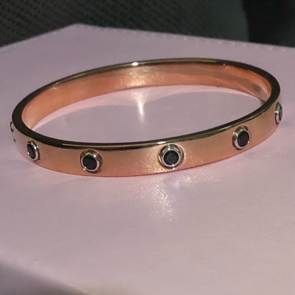 Rose Colored Bronze Black Spinel Bangle Bracelet